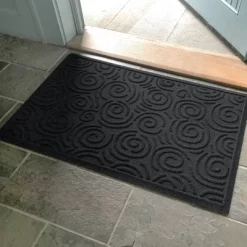 2'x3' Aqua Shield Swirls Indoor/Outdoor Doormat Charcoal Gray - Bungalow Flooring