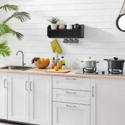 25" X 9" Entryway Floating Utility Wall Shelf With Hooks Black - Danya B. -Home Decoration Store GUEST f6b37d36 5f6f 4dad 93b8 dd3501704e70