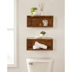 18" X 8" Wessler Decorative Wood Box Shelf Rustic Brown - Kate & Laurel All Things Decor -Home Decoration Store GUEST f76367d9 fbcc 4412 9ba6 c92fa6ba7ec9