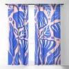 Viviana Gonzalez Abstract Floral Blue Single Panel Sheer Window Curtain - Deny Designs