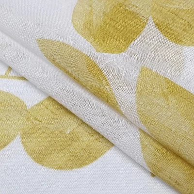 Trinity Leaf Printed Pattern Linen Textured Sheer Kitchen Curtains 3 Trinity Leaf Printed Pattern Linen Textured Sheer Kitchen Curtains - Image 3