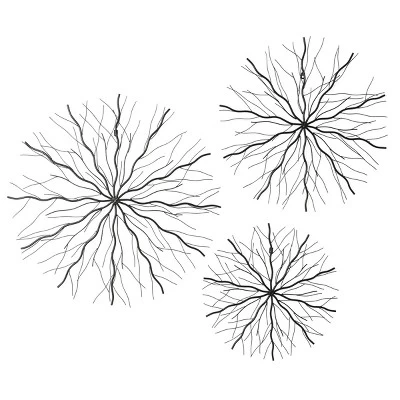 Set Of 3 Metal Starburst Wall Decors With Branch Inspired Design Black - Olivia & May 3 Set Of 3 Metal Starburst Wall Decors With Branch Inspired Design Black - Olivia & May - Image 3