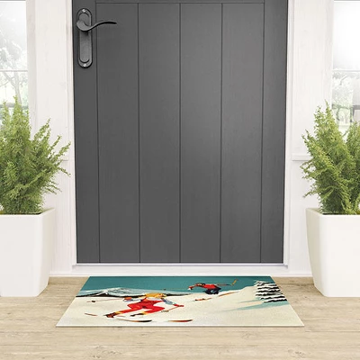 The Whiskey Ginger Retro Skiing Couple Welcome Mat - Society6 1 The Whiskey Ginger Retro Skiing Couple Welcome Mat - Society6