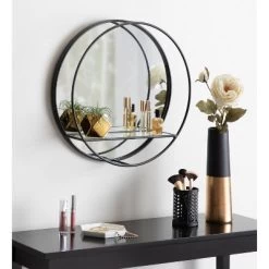 19" Diameter Kei Modern Round Accent Mirror With Shelf Black - Kate & Laurel All Things Decor 8 19" Diameter Kei Modern Round Accent Mirror With Shelf Black - Kate & Laurel All Things Decor -Home Decoration Store GUEST f936fbf8 72d0 45ea a0c6 982a360723ec