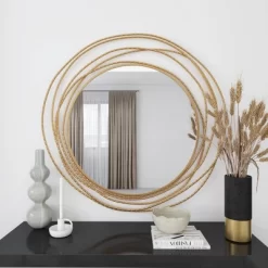 Metal Wall Mirror With Overlapping Ring Frame Gold - Olivia & May -Home Decoration Store GUEST f9501a95 0162 4ed9 9995 0af25e430d55