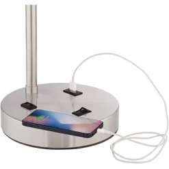 360 Lighting Colby Modern Desk Lamps 21" High Set Of 2 Brushed Nickel With USB And AC Power Outlet In Base White Linen Drum Shade For Bedroom Office 10 360 Lighting Colby Modern Desk Lamps 21" High Set Of 2 Brushed Nickel With USB And AC Power Outlet In Base White Linen Drum Shade For Bedroom Office -Home Decoration Store GUEST fad606be 1699 4c79 95f7 0fb64c518c55