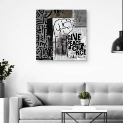 30" X 30" Give Peace A Chance By Nikki Chu Canvas Art Print - Masterpiece Art Gallery