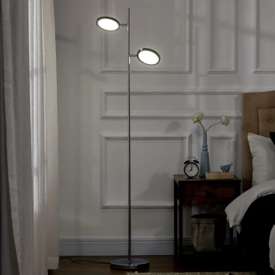 HOMCOM Ultra-Bright Floor Lamp With 180° Adjustable-Head LED Lighting For Bedroom, Living Room Office, & More, Tree Standing Lamp, 800 Lumens, Chrome 1 HOMCOM Ultra-Bright Floor Lamp With 180° Adjustable-Head LED Lighting For Bedroom, Living Room Office, & More, Tree Standing Lamp, 800 Lumens, Chrome