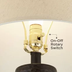 Regency Hill Auburn Rustic Farmhouse Table Lamp 25" High Bronze Hammered Natural Linen Empire Shade For Bedroom Living Room Bedside Nightstand Office -Home Decoration Store GUEST fb2a3df0 8f2f 40a2 b913 d6911358a8b1