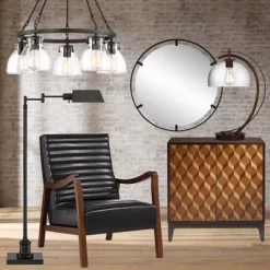 Possini Euro Design Bellis Bronze Wagon Wheel Pendant Chandelier 25" Wide Modern Clear Glass 5-Light Fixture For Dining Room House Kitchen Island Home -Home Decoration Store GUEST fb9d0a92 c25d 40b4 8942 94c15527398e