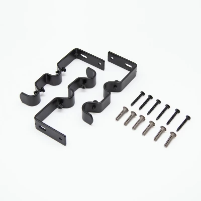 Kenney Wakefield 5/8" Standard Decorative Window Double Curtain Rod, 66-120", Black 1 Kenney Wakefield 5/8" Standard Decorative Window Double Curtain Rod, 66-120", Black