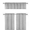 GoodGram Gray & White Cotton Blend Gingham Tartan Country Plaid Kitchen Curtain Set - 58 In. W X 15 In. L