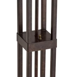 Robert Louis Tiffany Mission Rustic Floor Lamp 60 1/2" Tall Oiled Bronze With Nightlight Geometric Stained Art Glass Shade For Living Room Bedroom -Home Decoration Store GUEST ff34c08d 09e0 4756 8797 f9e31643e271